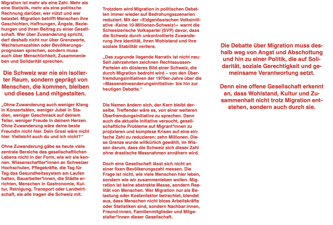 own text in red, printed on tracing paper, about migration as more than a number