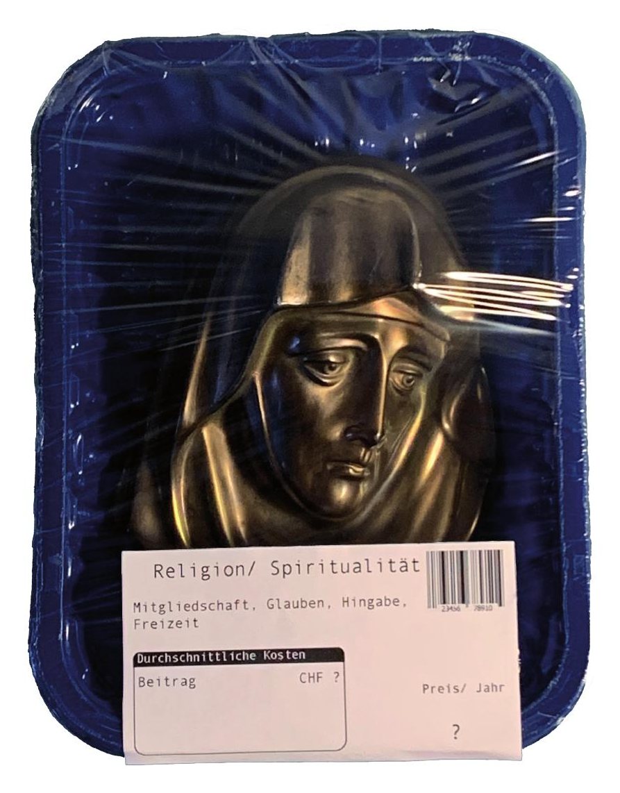 tray Religion / Spiritualität: a bronze Madonna relief under cling film, price unknown