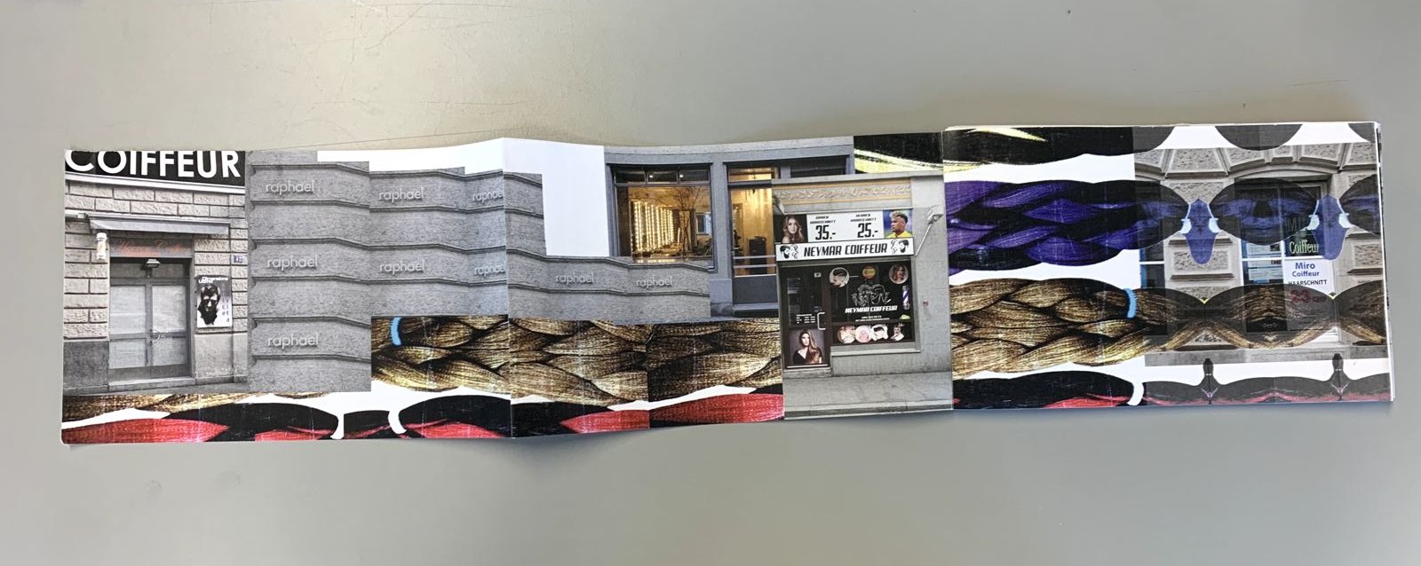 the leporello unfolded lengthwise from above