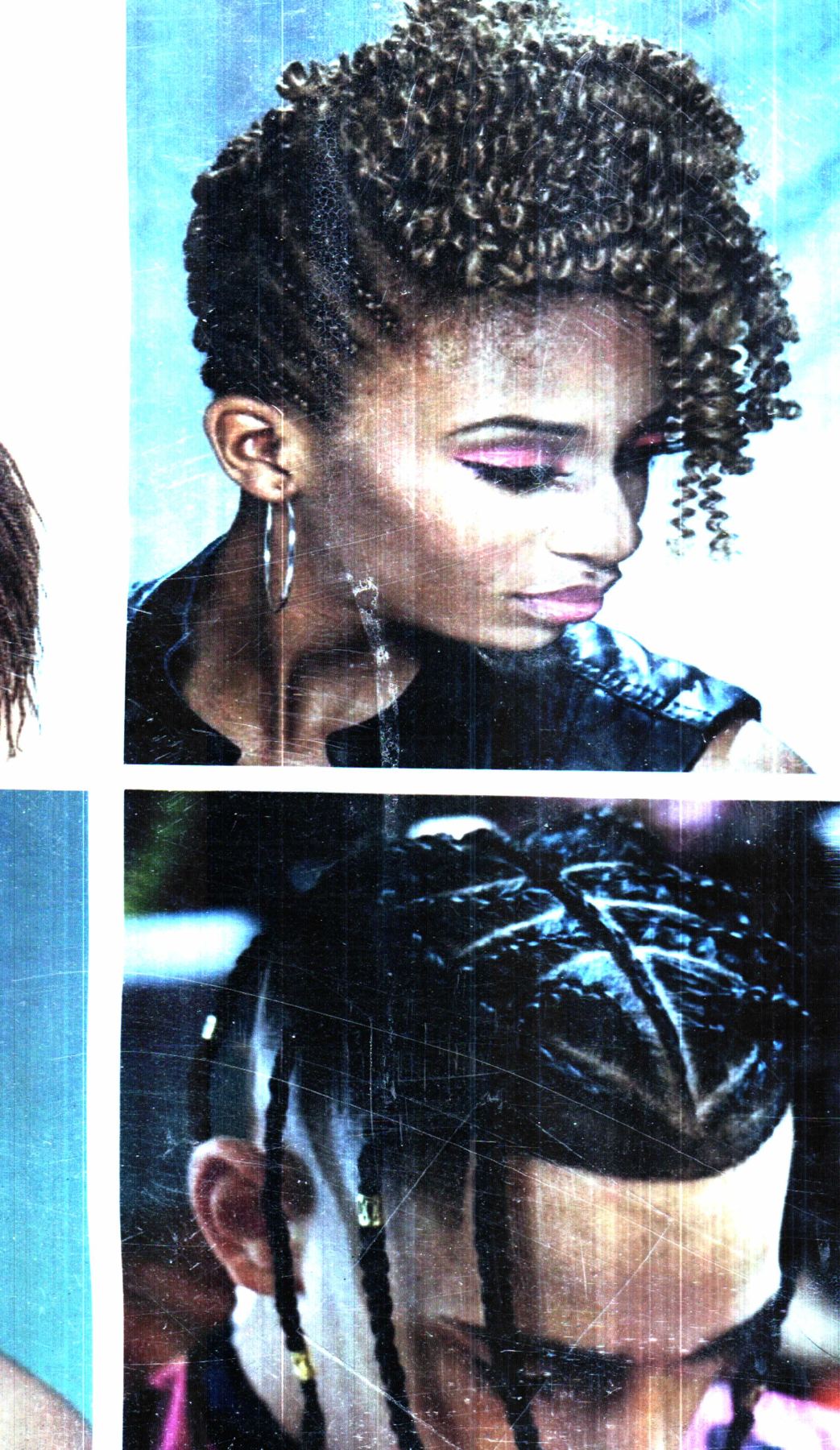 hand scan of two hairstyle photos